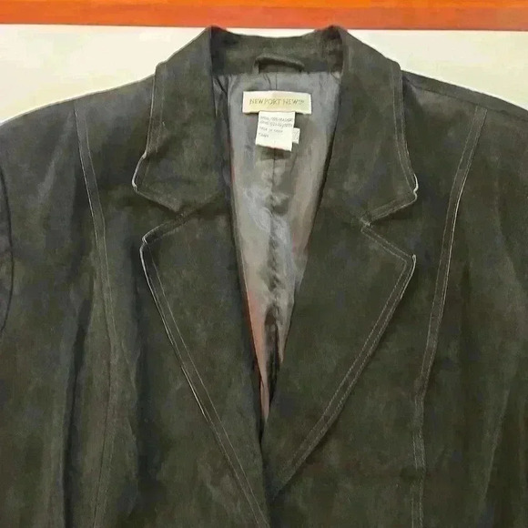 Newport News Womens Suede Leather Blazer Jacket Bell Sleeves Black Size 20W - Picture 5 of 13